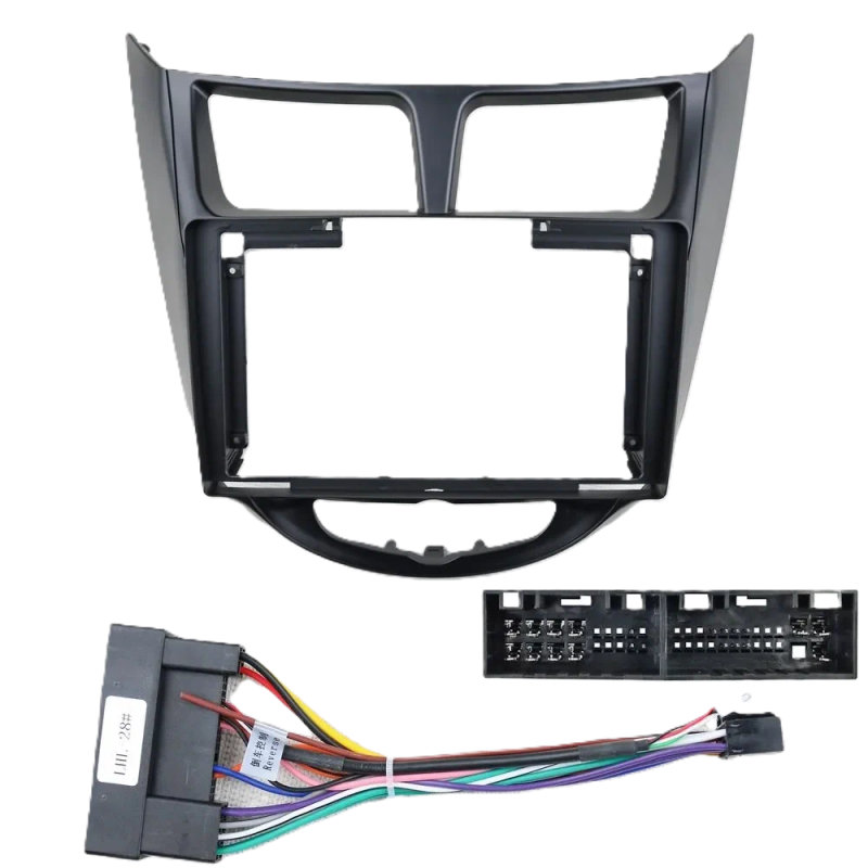 BRAIM рамка Hyundai Solaris / 2010-2016 / 9 дюйм черная (рамка 9 дюйм+проводки на Solaris