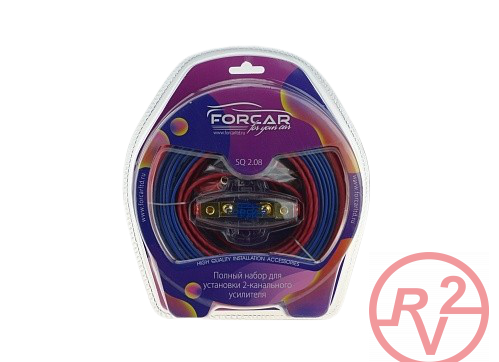 Установочный комплект проводов FORCAR SQ 2.08 для подключения 2х кан.усилителя 8 Ga